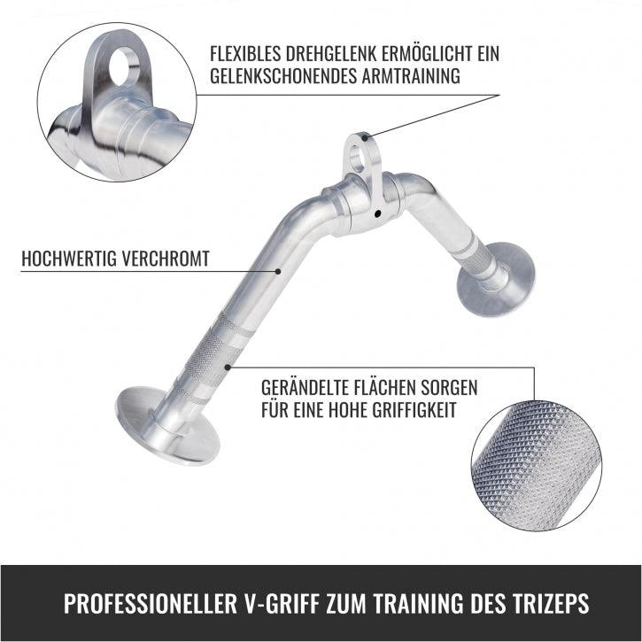 Trizeps V-Griff mit Gelenk aus Chrom