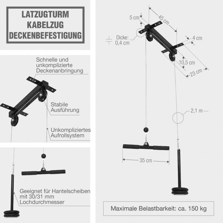 Latzugturm Kabelzug Deckenbefestigung Schwarz