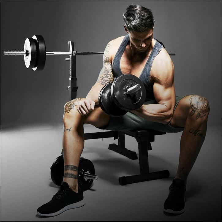 Hantelbank mit Langhantelset