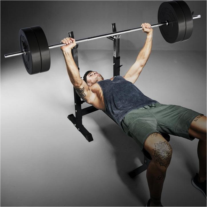 Hantelbank mit Langhantelset