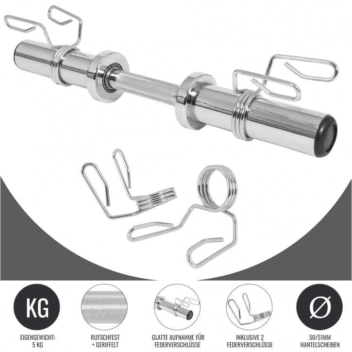Kurzhantelstange 50 mm Chrom 50 cm Federverschluss