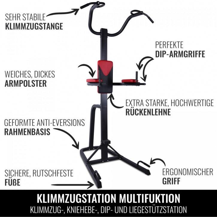 Klimmzugstation mit Multifunktion in Schwarz/Rot