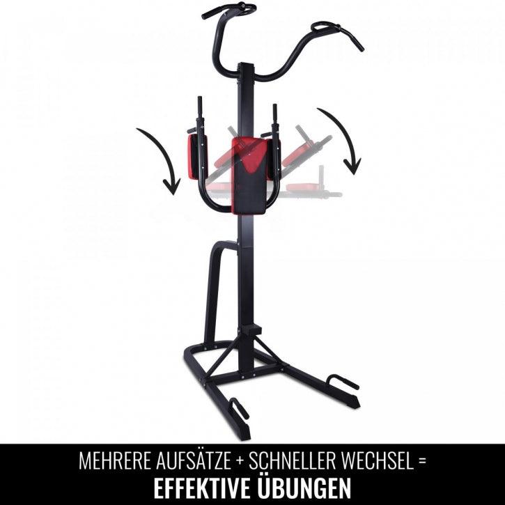 Klimmzugstation mit Multifunktion in Schwarz/Rot