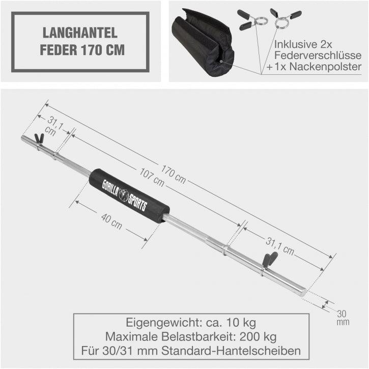 170cm Langhantel Feder inkl. Nackenpolster