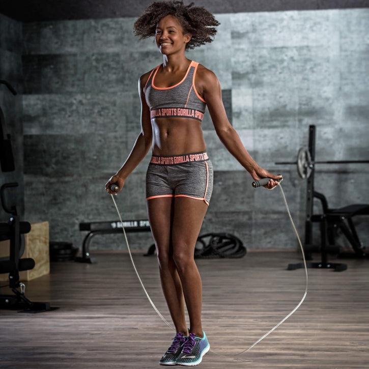 Springseil Speed Rope Grau/Goldfarben 300 cm