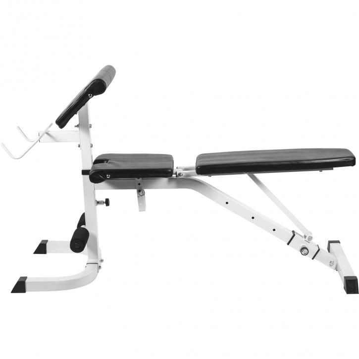 Verstellbare Schrägbank mit Curlpult Weiß