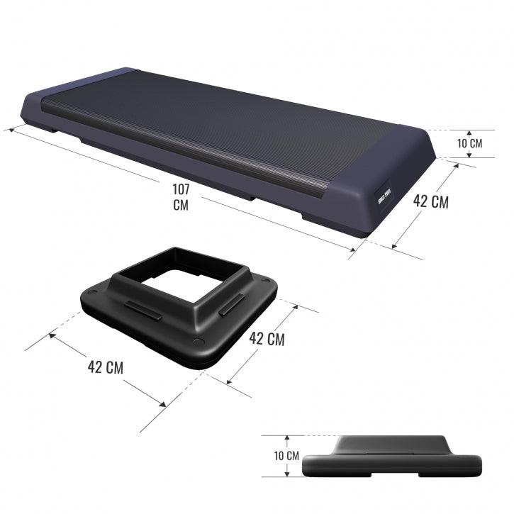 Steppbrett mit Gummimatte Schwarz/Dunkelgrau