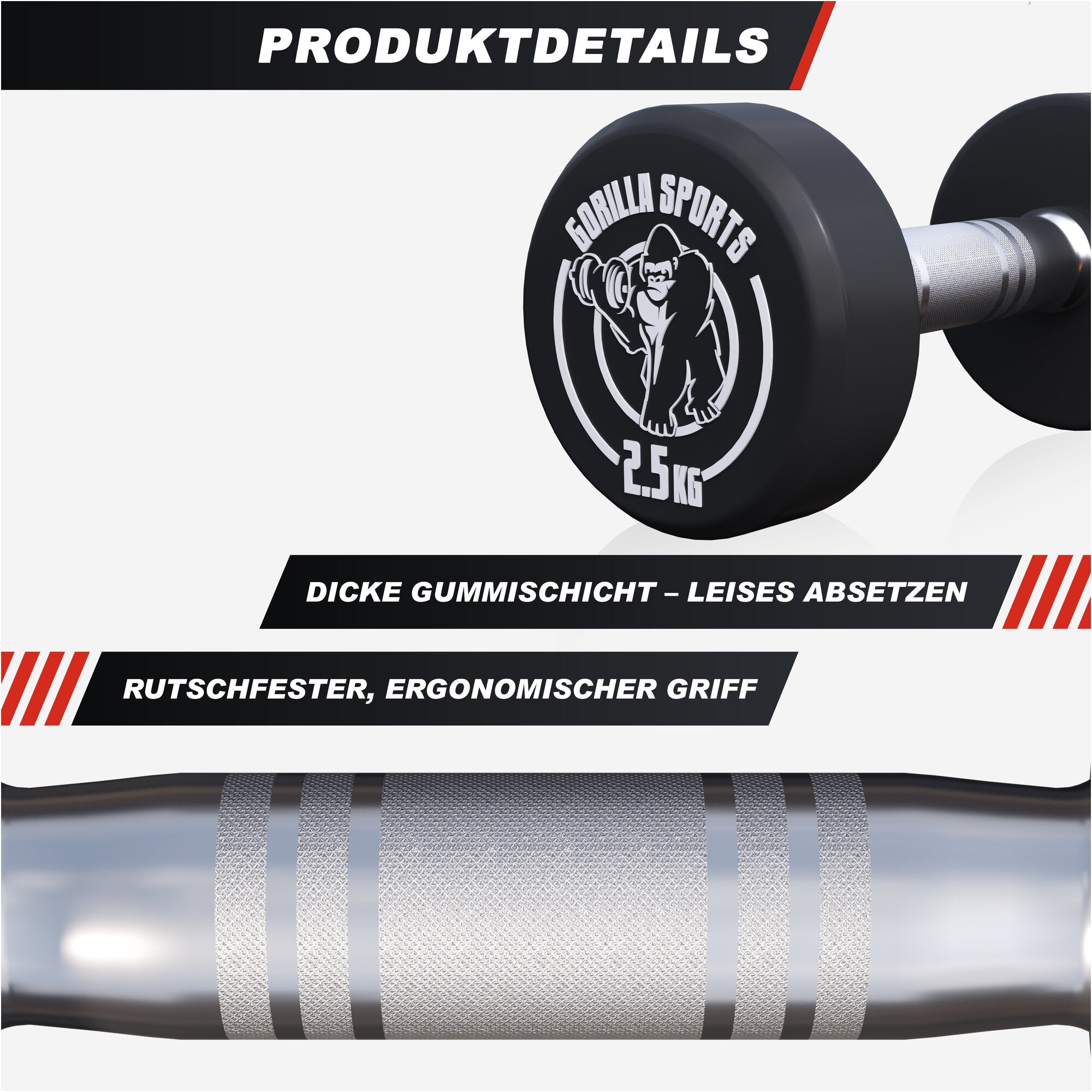 Kurzhantel Gummi 2,5 - 40 kg