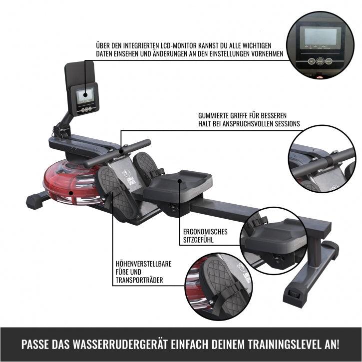 Verstellbares Wasserrudergerät schwarz/rot