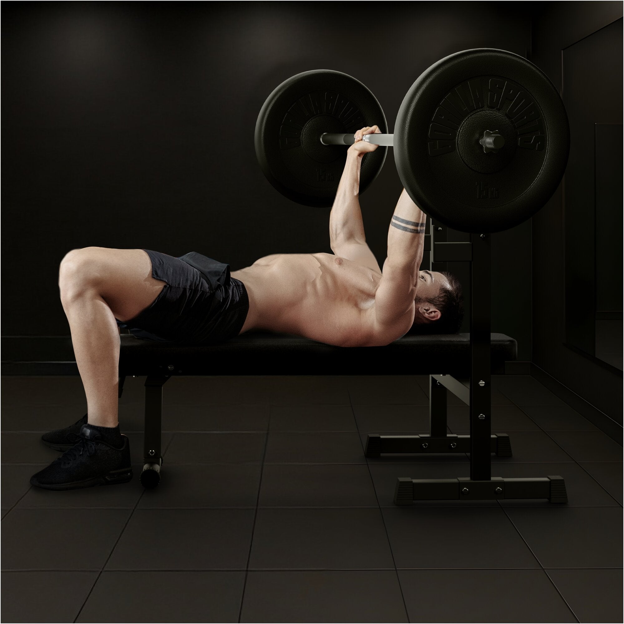 Hantelbank mit Ablage in Schwarz