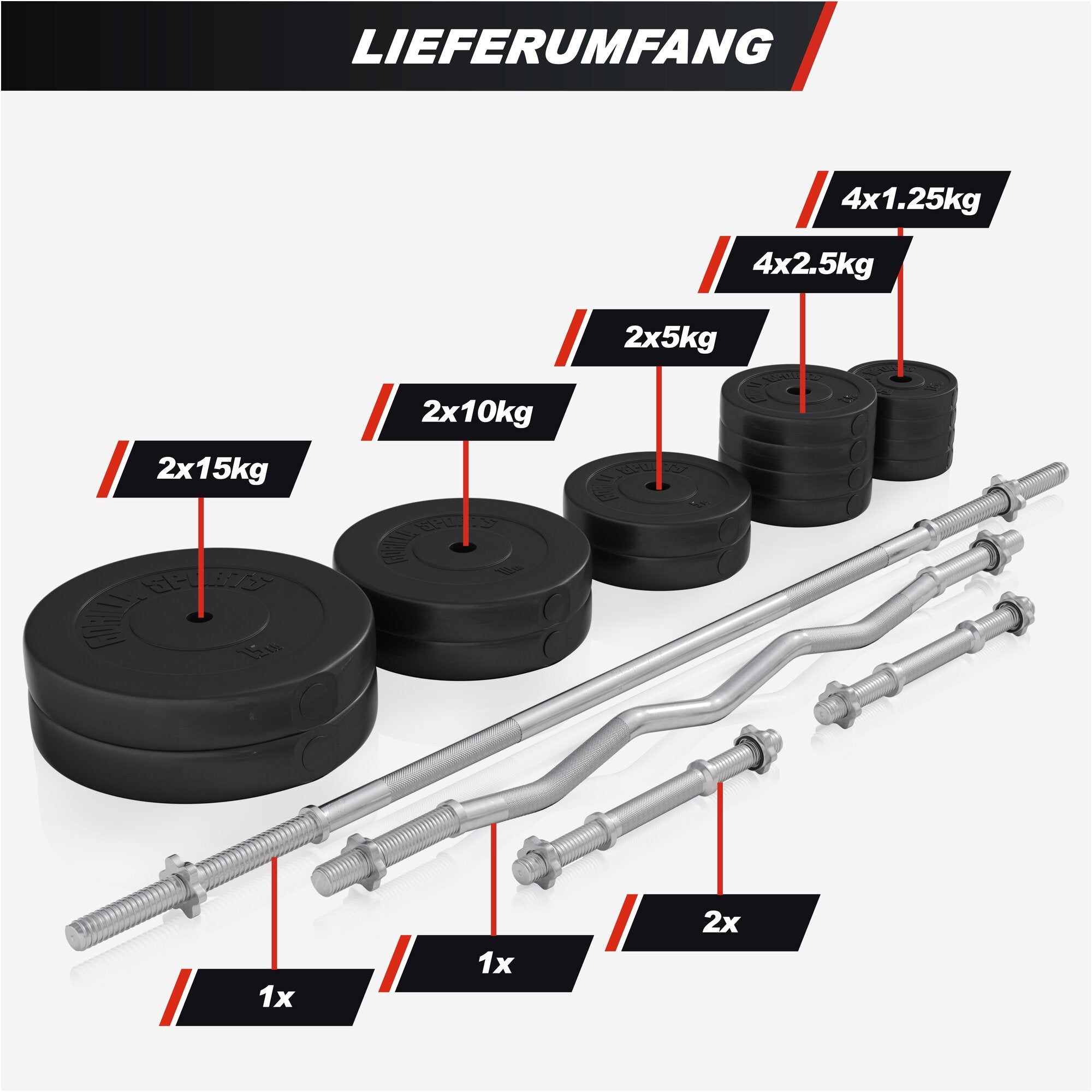 Hantelbank mit Ablage inkl. Hantelset