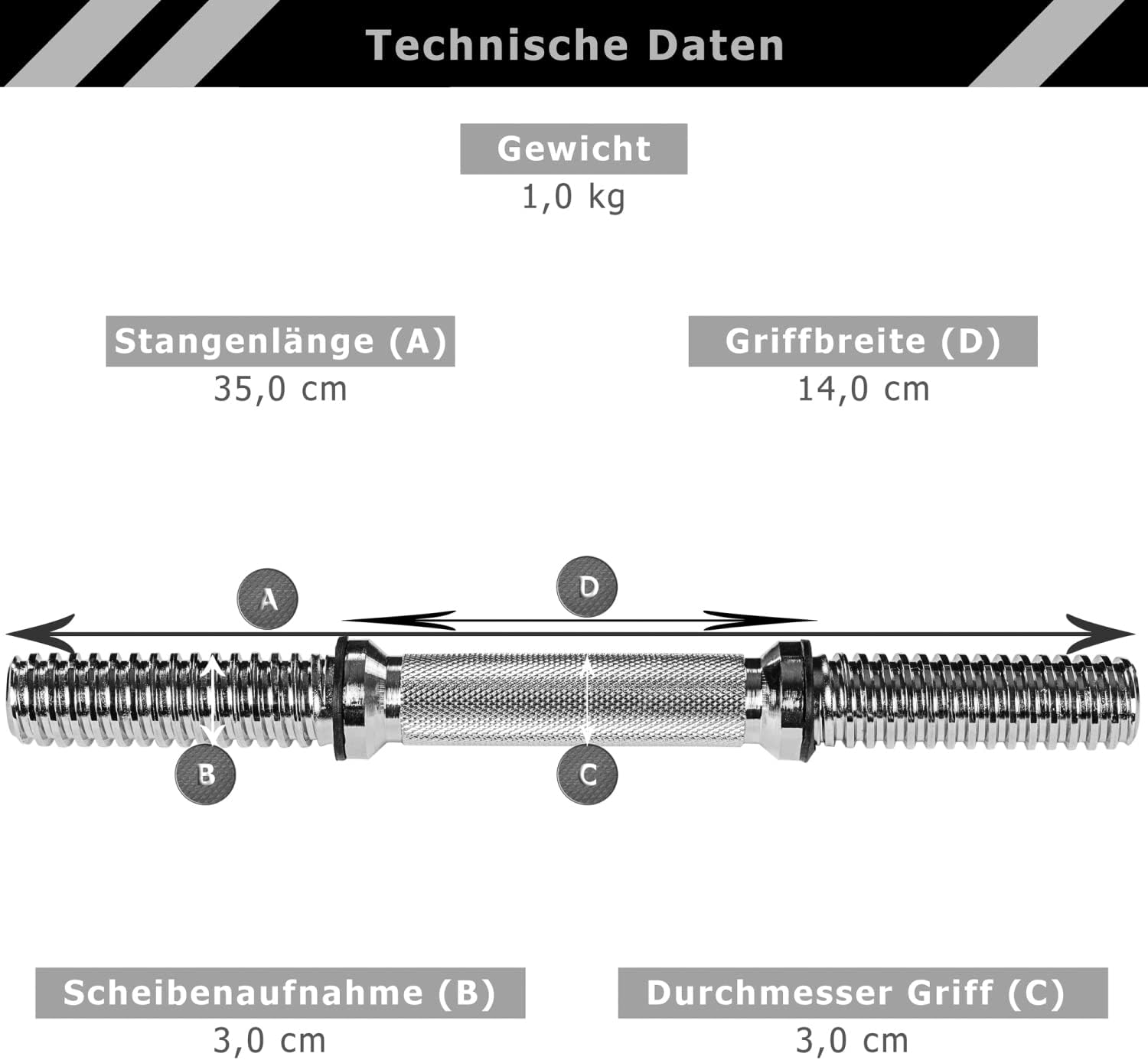 Kurzhantelstange 35 cm