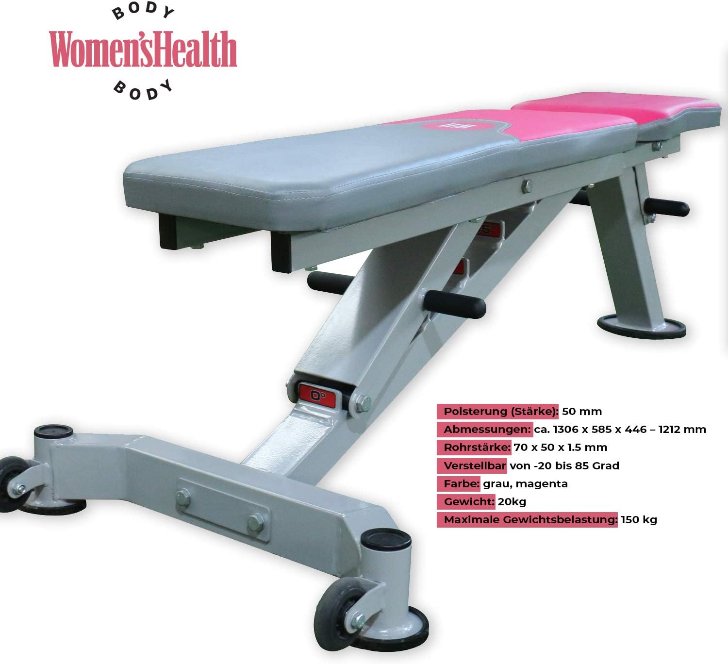 Schrägbank verstellbar – Pink/Grau