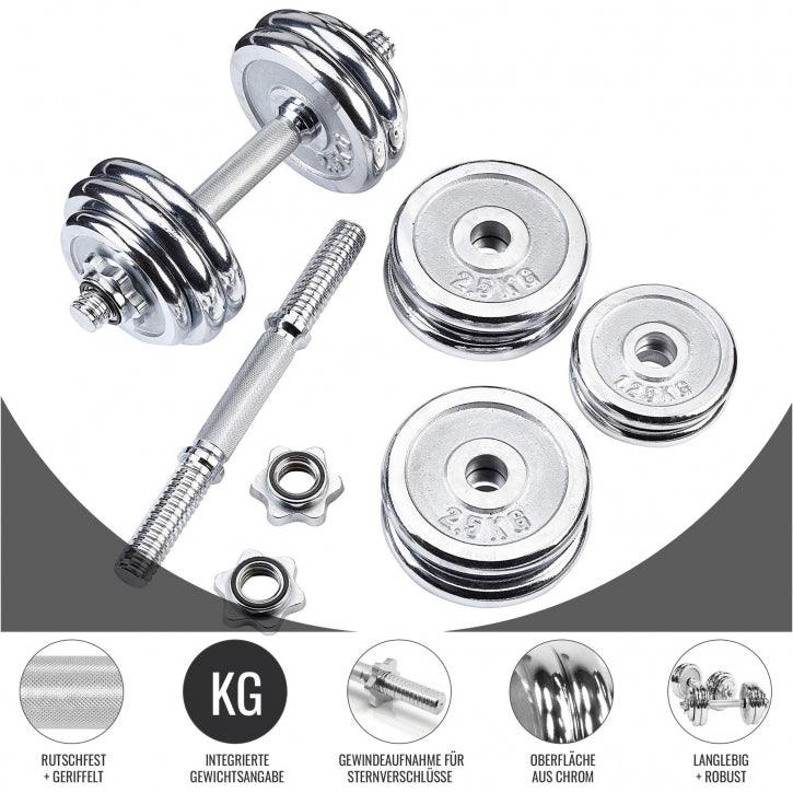 Kurzhantelset 30 kg - Chrom