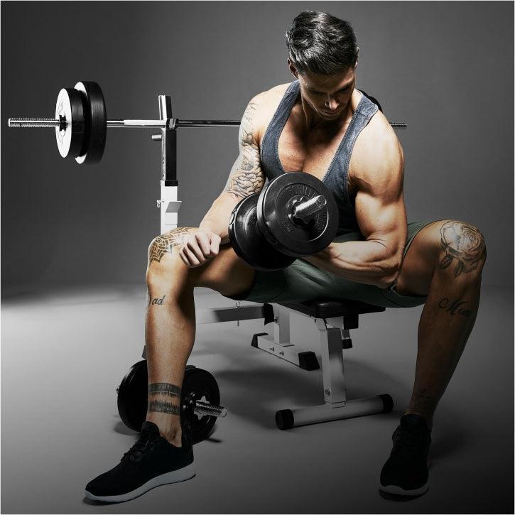 Hantelbank mit Langhantelset