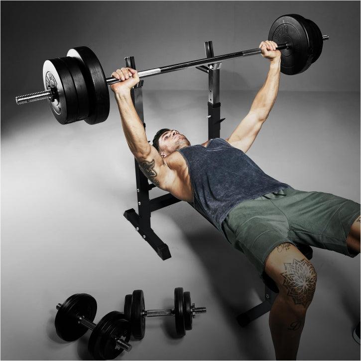 Hantelbank mit Langhantelset