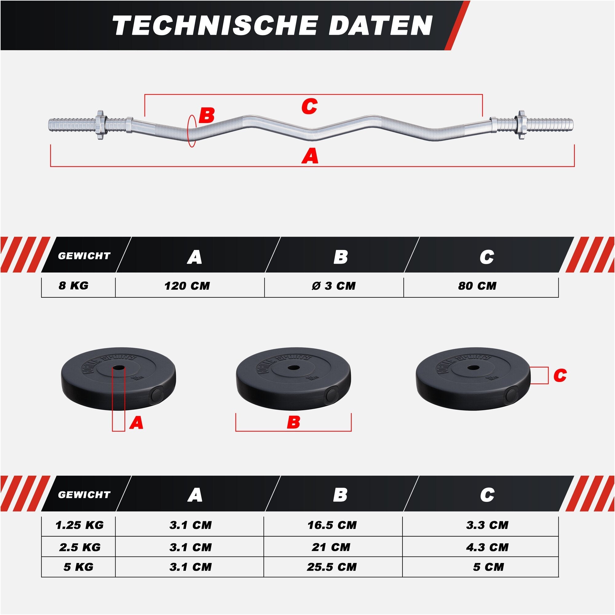 Hantelständer Hantelset Kunststoff 35 kg
