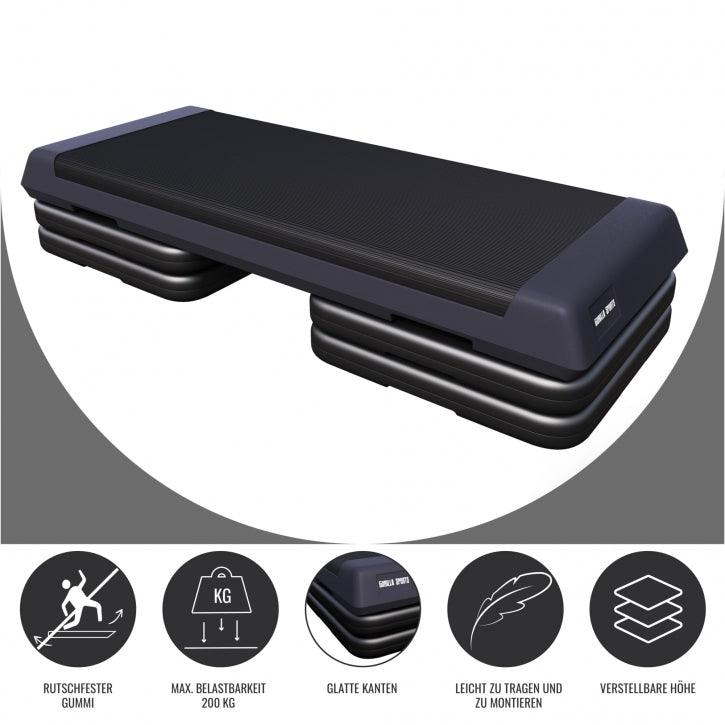 Steppbrett mit Gummimatte Schwarz/Dunkelgrau