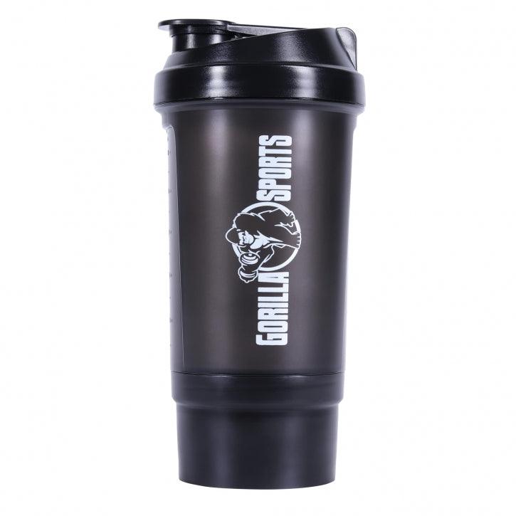 Protein Shaker 500 ml mit Pulverfach schwarz