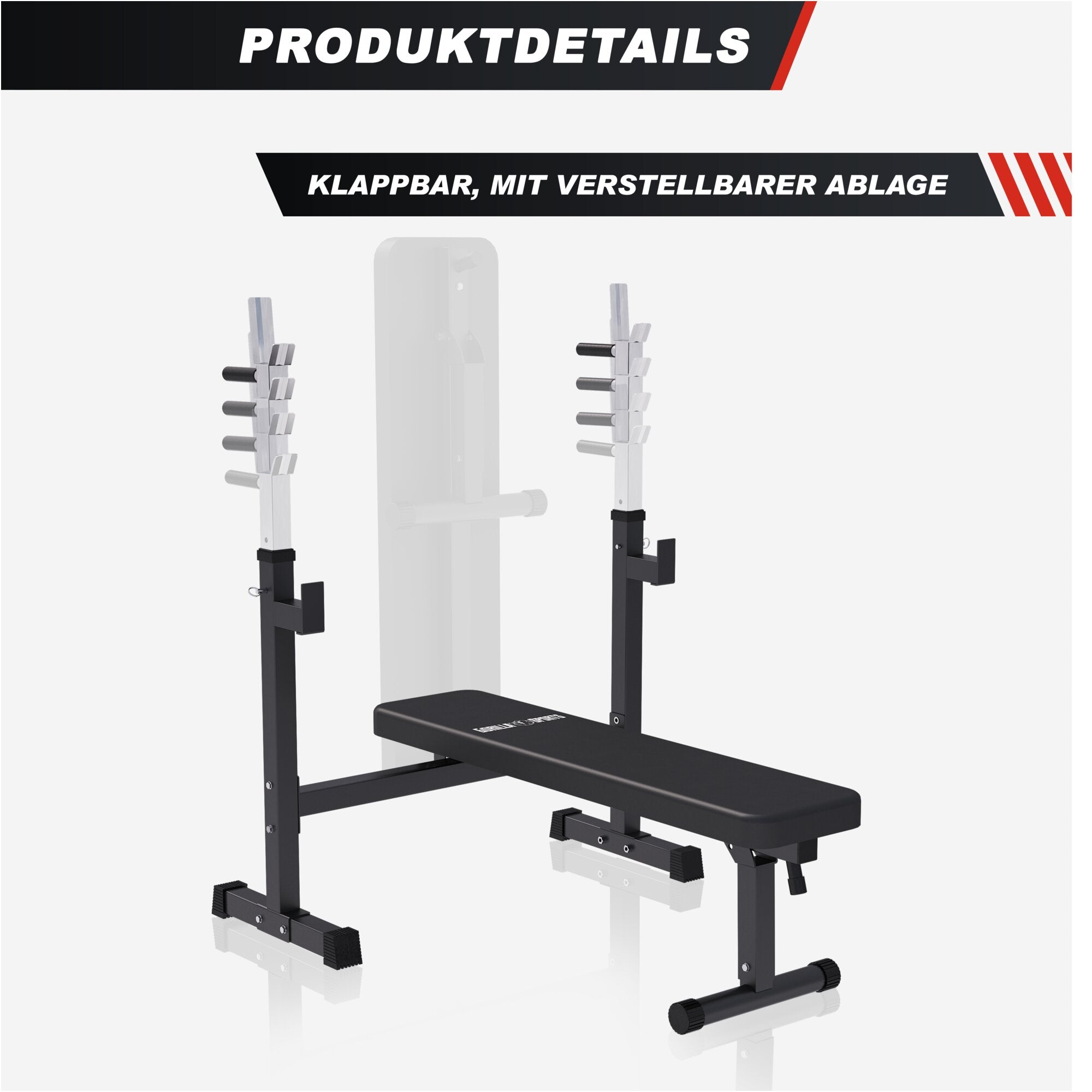 Hantelbank mit Ablage in Schwarz