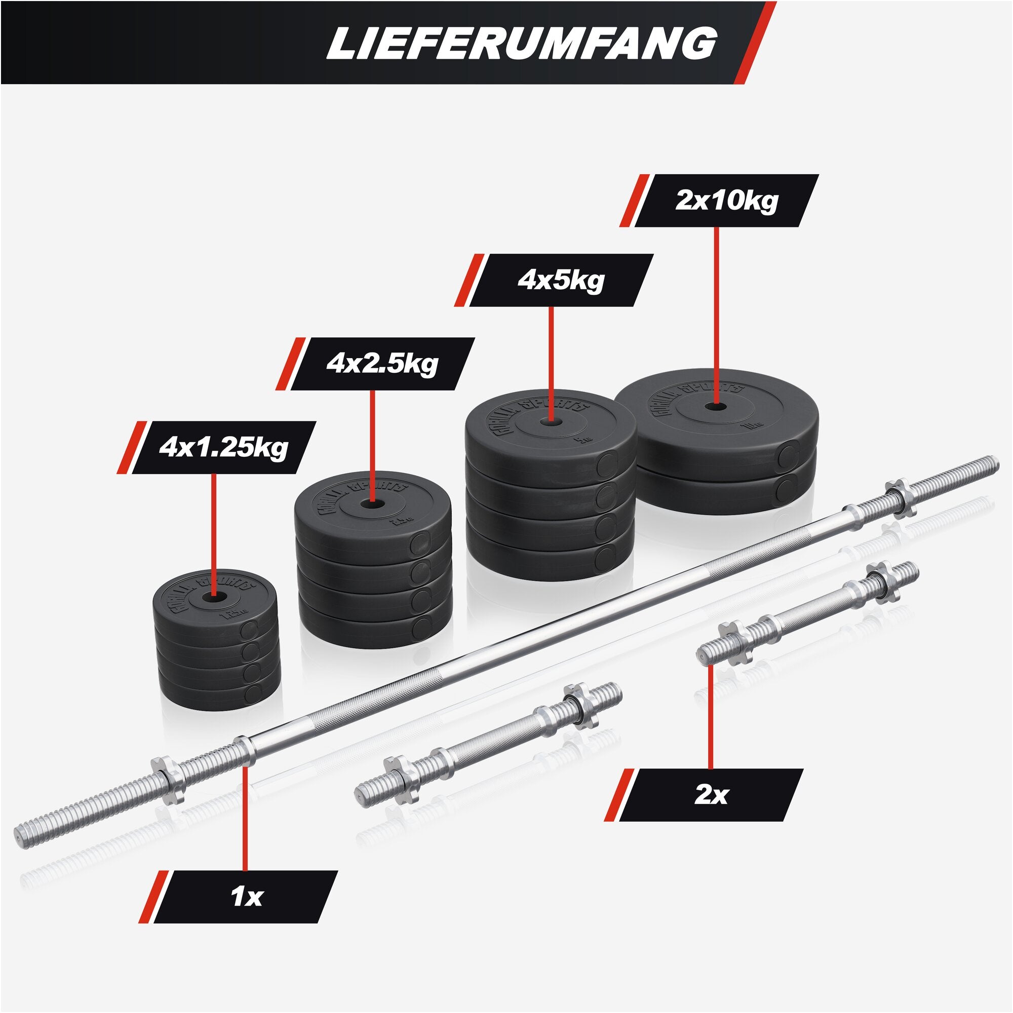Hantelbank mit Ablage inkl. Hantelset