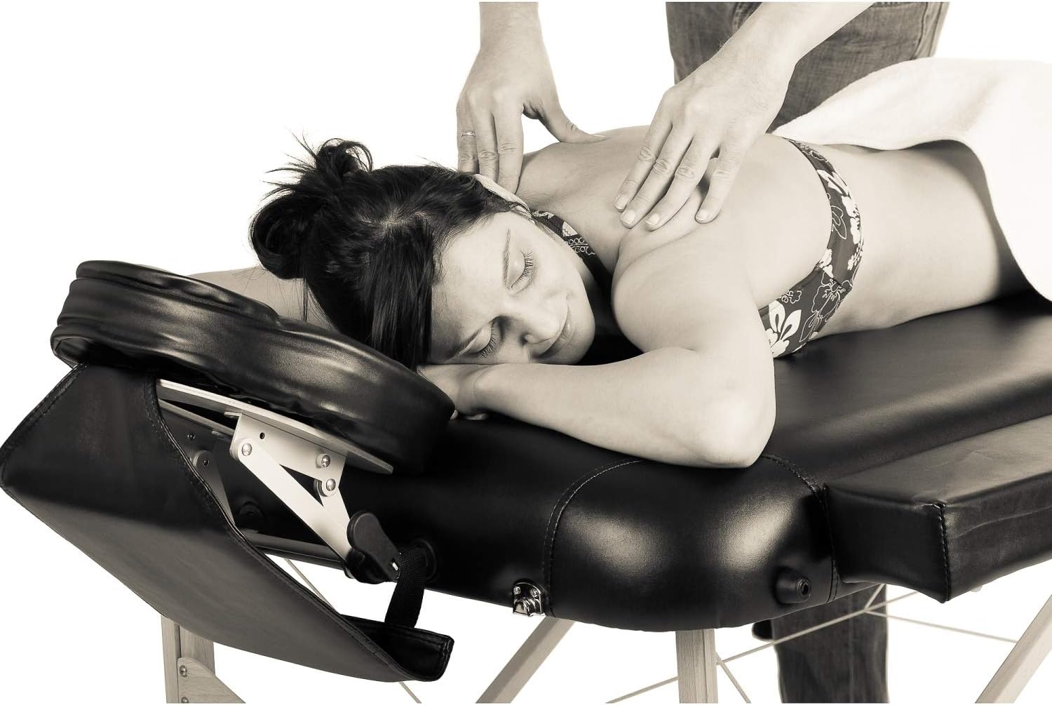 Massageliege Schwarz/Weiss