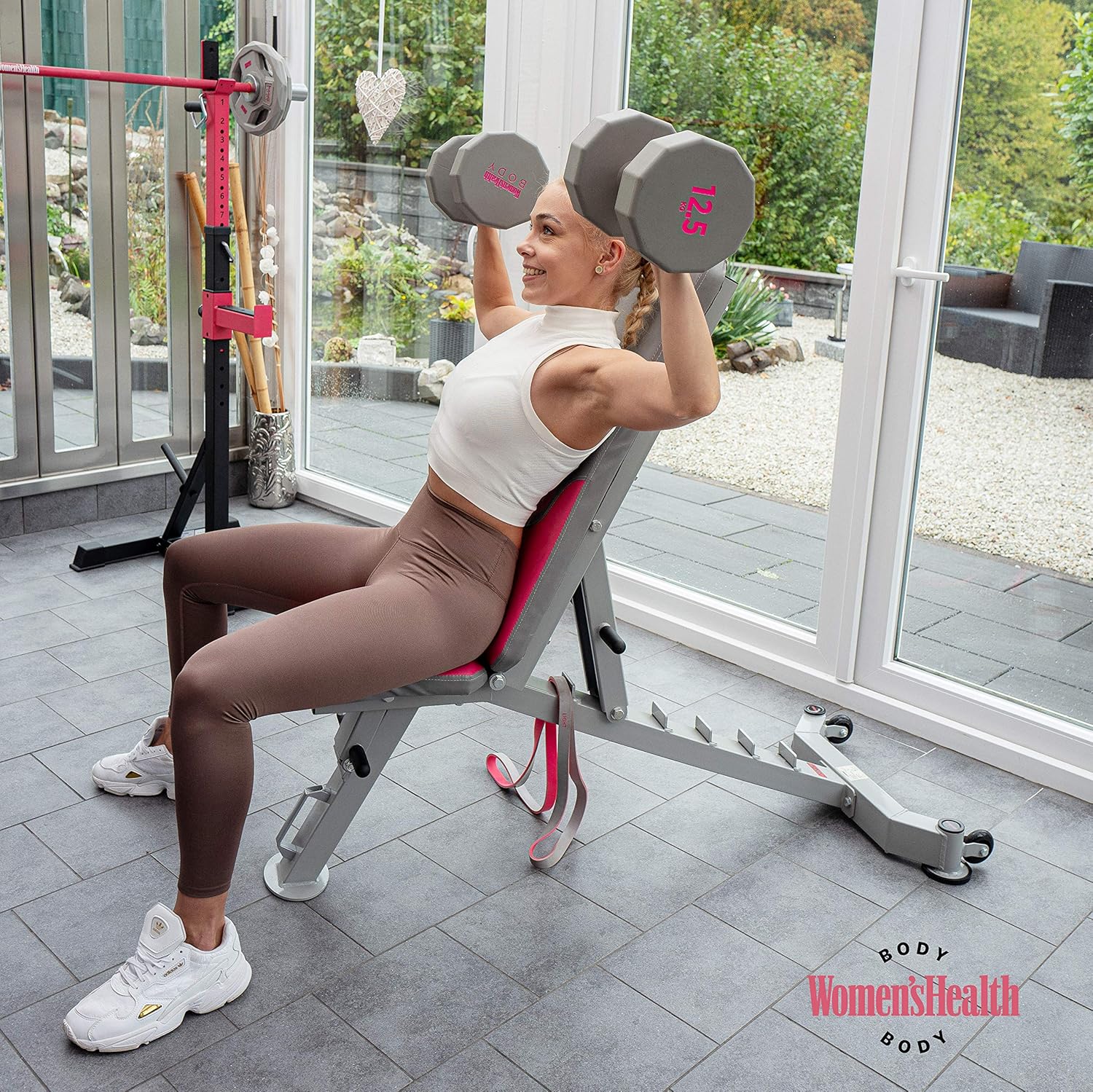 Schrägbank verstellbar – Pink/Grau