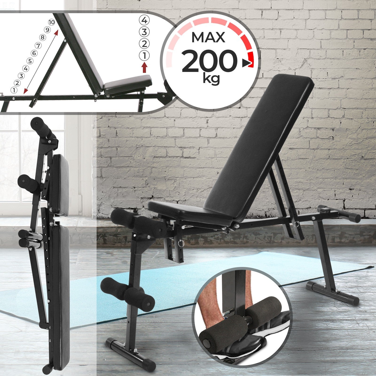 Hantelbank Multifuntion Schwarz