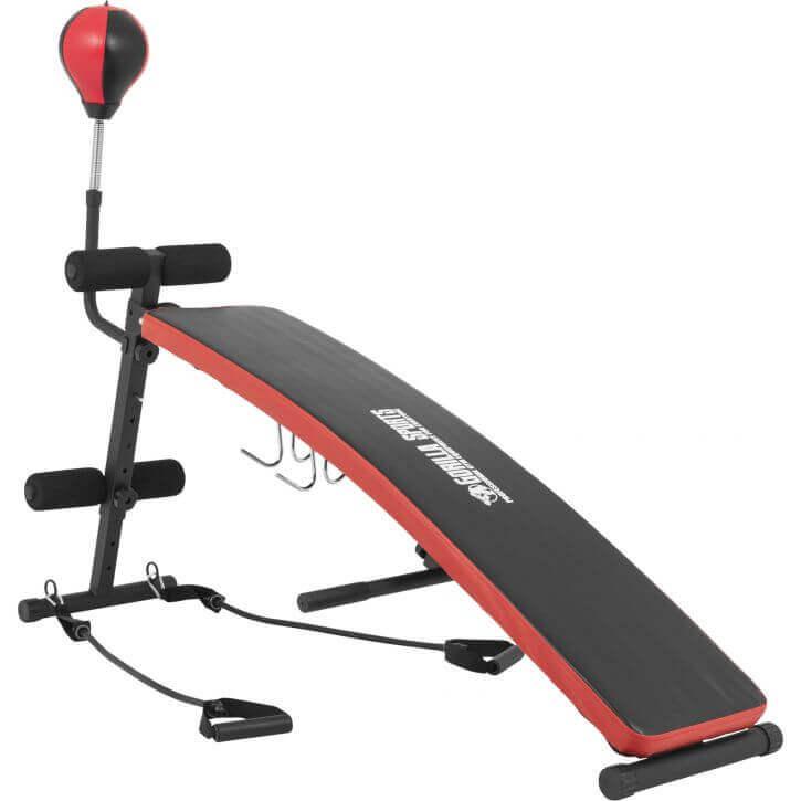 Sit up Bank mit Punchingball in der Farbe Schwarz/Rot