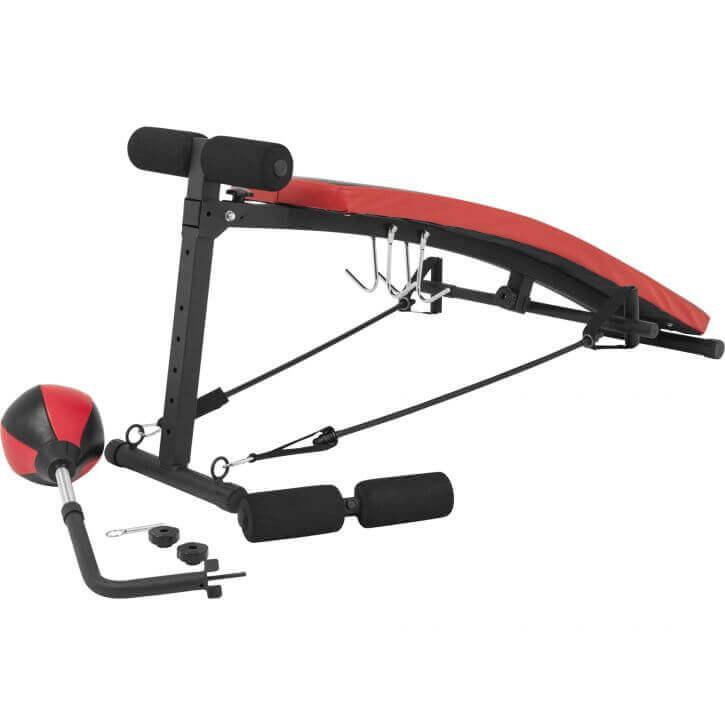 Sit up Bank mit Punchingball in der Farbe Schwarz/Rot