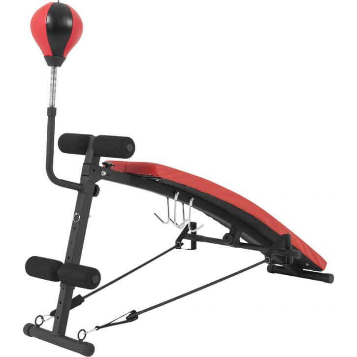 Sit up Bank mit Punchingball in der Farbe Schwarz/Rot